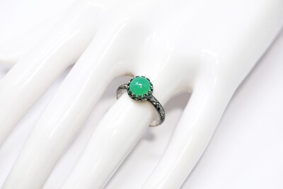 8mm Chrysoprase 925 Antique Sterling Silver Ring by Salish Sea Inspirations - image3